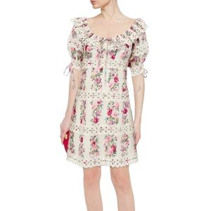 Zimmerman crochet-trimmed pintucked floral-print mini dress